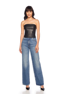 FAUX LEATHER CORSET TUBE TOP