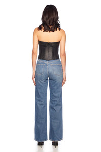 FAUX LEATHER CORSET TUBE TOP