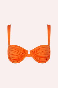 CIN CIN ARIEL RUCHED BRA BIKINI TOP IN ORANGE