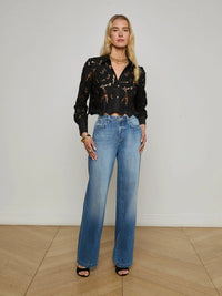 SEYCHELLE LACE CROPPED BUTTON DOWN
