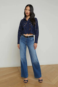 SEYCHELLE LACE CROPPED BUTTON DOWN
