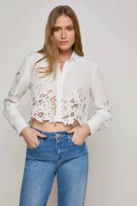 SEYCHELLE HALF LACE CROPPED BUTTON DOWN