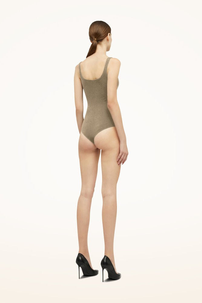 WOLFORD JAMAIKA STRING BODYSUIT IN CAFE AU LAIT