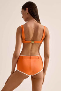 CIN CIN ARIEL RUCHED BRA BIKINI TOP IN ORANGE