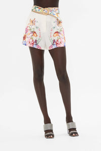 CAMILLA TUCK FRONT SHORT WITH BELT IN PLUMES AND PARTERRES