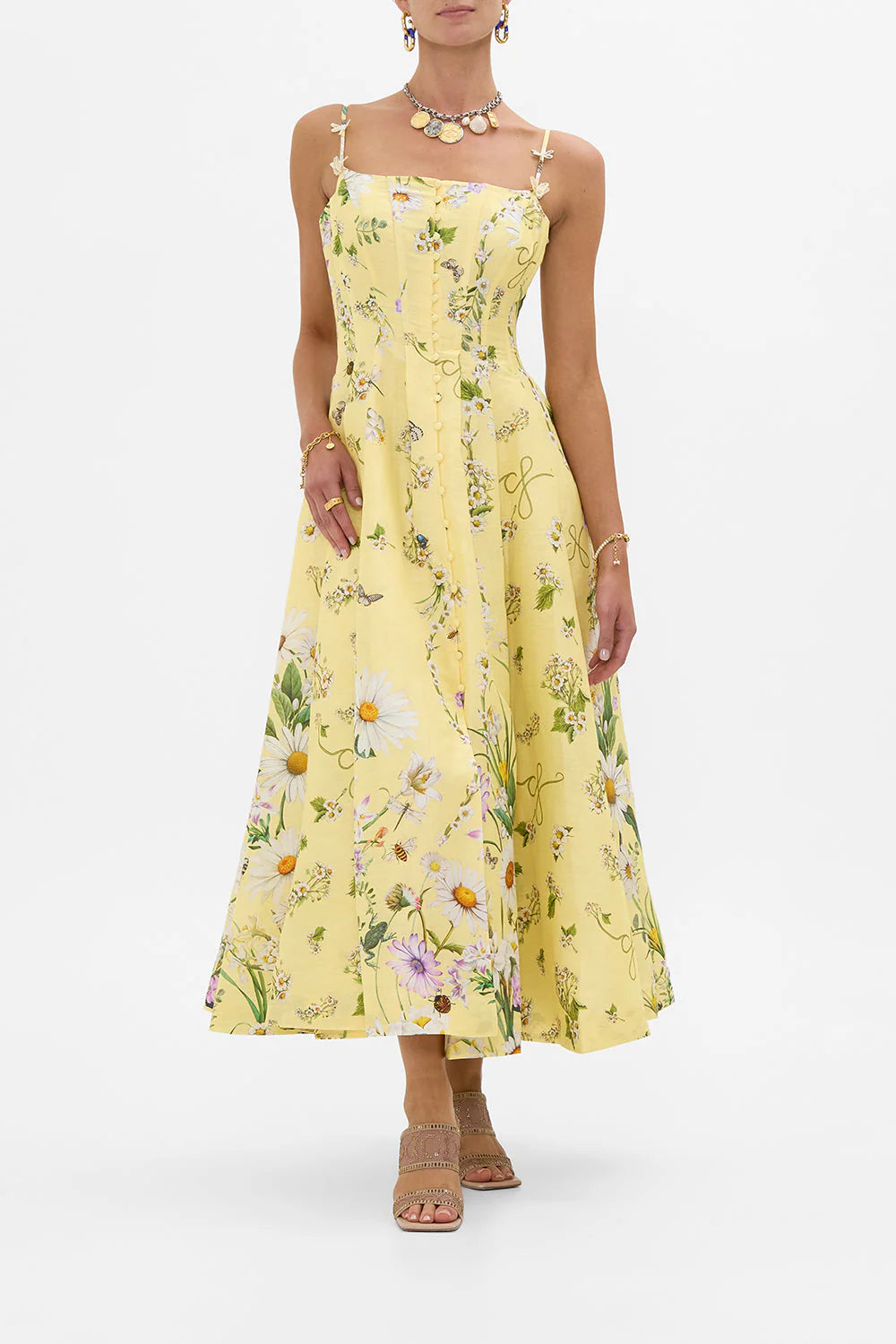 CORSET DRESS WITH LONG FLARED SKIRT