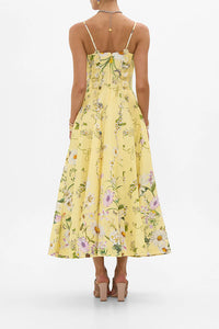 CORSET DRESS WITH LONG FLARED SKIRT