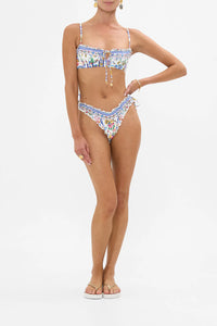 RUCHED SKIMPY BIKINI BOTTOM WITH TIE