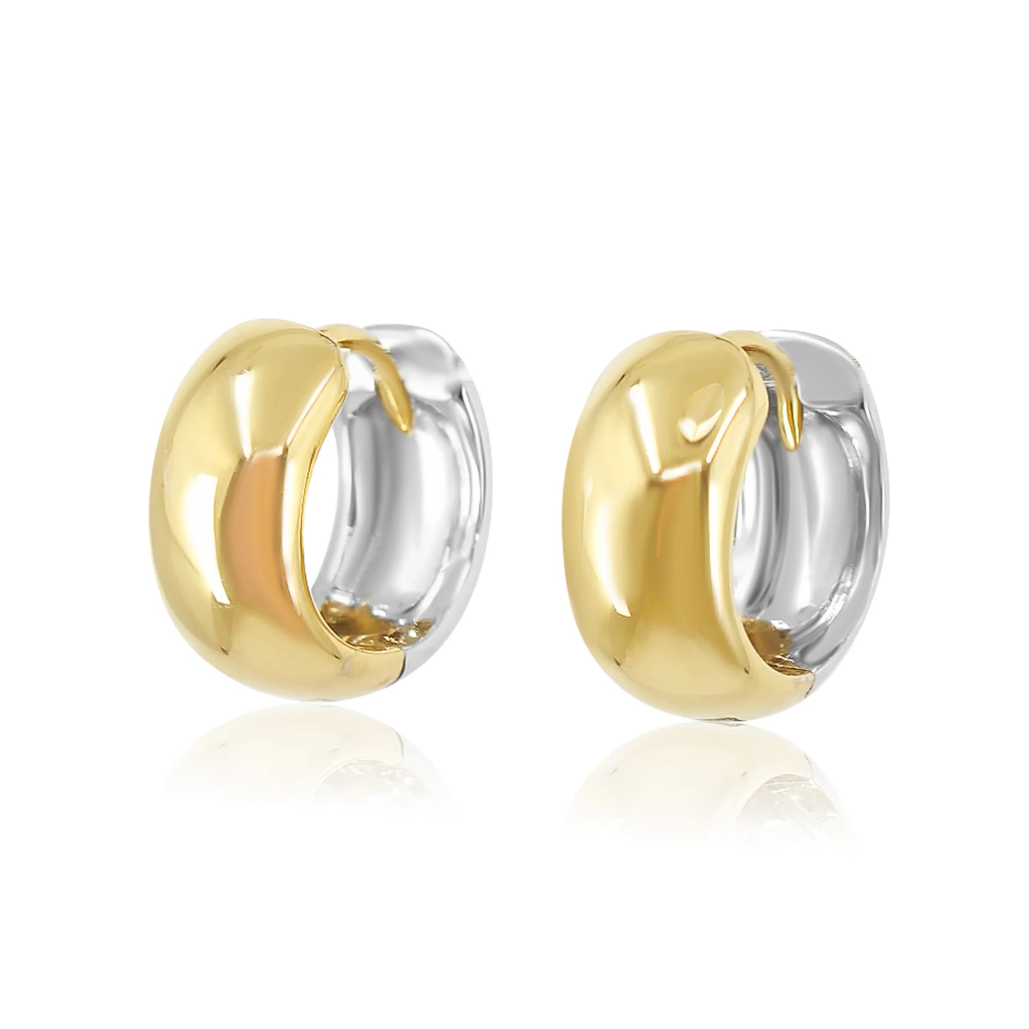 TWO TONE CHUNKY HUGGIE EARRINGS