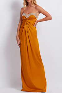 HAND BEADED STRAPLESS GOWN