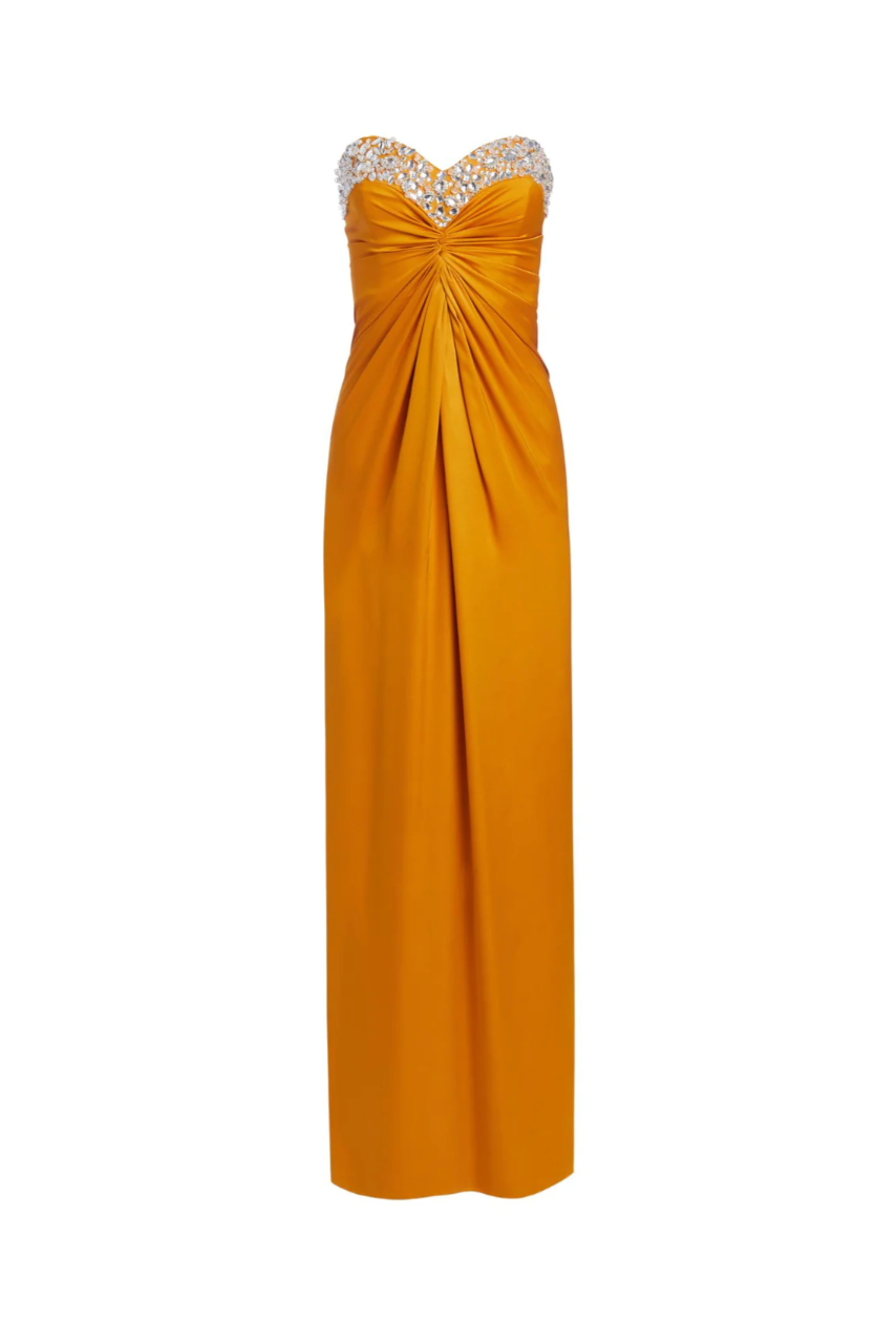 HAND BEADED STRAPLESS GOWN