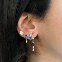 BLUE SAPPHIRE PEAR HOOP EARRING