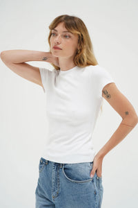 FITTED COTTON RIB CREW TEE