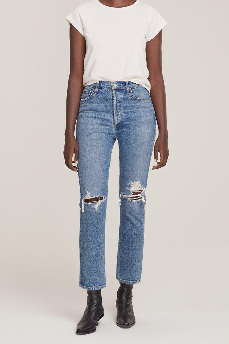 Agolde riley high rise straight crop jeans vanished hotsell
