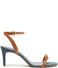 SCHUTZ AURORA MID LEATHER ANKLE STRAP SANDALS IN CUOIO BROWN