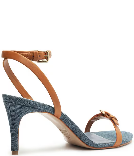 SCHUTZ AURORA MID LEATHER ANKLE STRAP SANDALS IN CUOIO BROWN