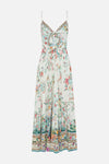 CAMILLA LONG DRESS W/ TIE FRONT IN PLUMES AND PARTERRES