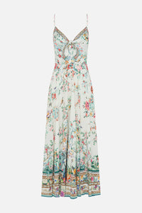 CAMILLA LONG DRESS W/ TIE FRONT IN PLUMES AND PARTERRES