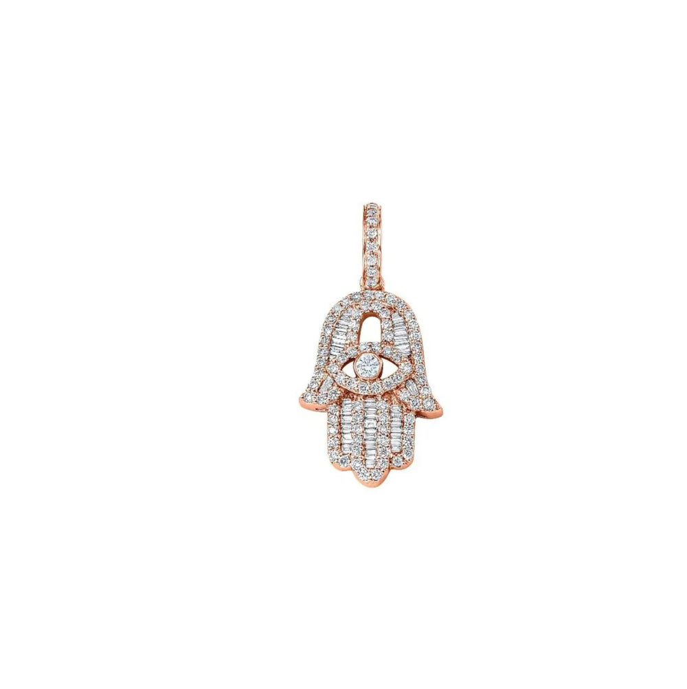 18K SMALL ROSE GOLD HAMSA ON BEADED CHAIN