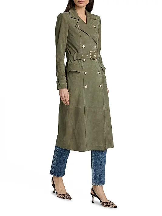 CELINA LTHR TRENCH COAT