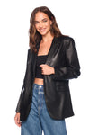 SUSANA MONACO FAUX LEATHER BOYFRIEND JACKET IN BLACK