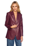 SUSANA MONACO FAUX LEATHER BOYFRIEND JACKET IN MALBEC