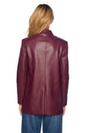 SUSANA MONACO FAUX LEATHER BOYFRIEND JACKET IN MALBEC