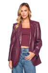 SUSANA MONACO FAUX LEATHER BOYFRIEND JACKET IN MALBEC