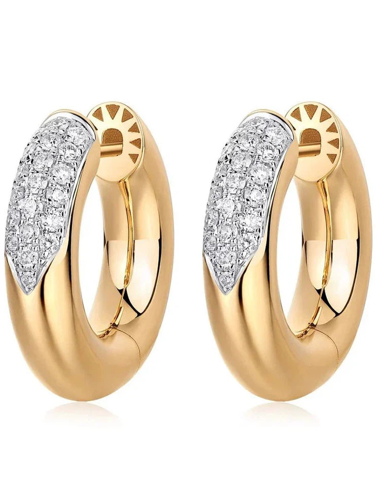 MONISHA MELWANI GOLD PAVE DIAMOND HOOP EARRING