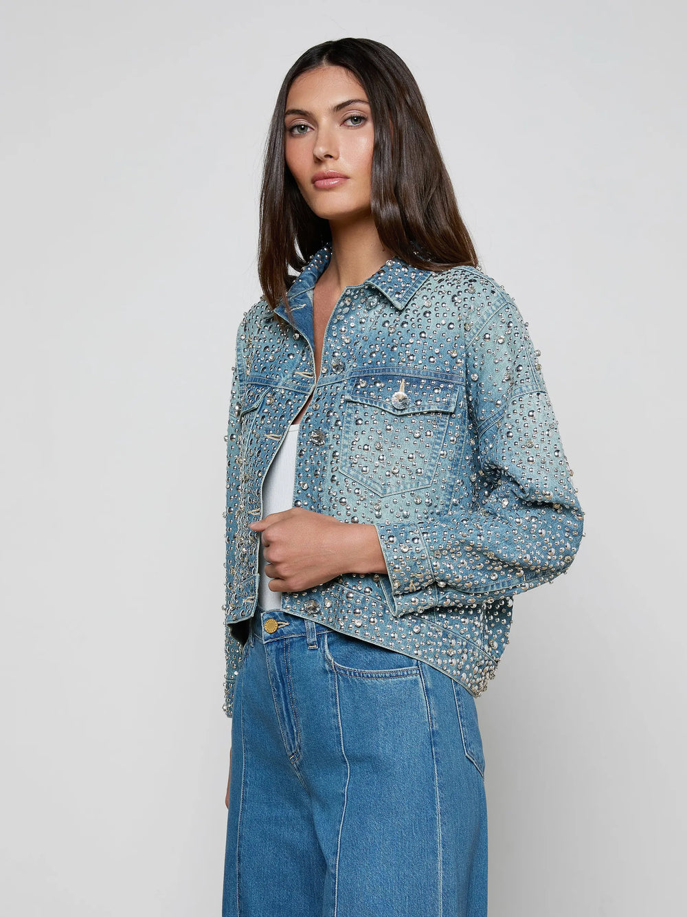 VANGIE HI-LO EMBELLISHED JACKET