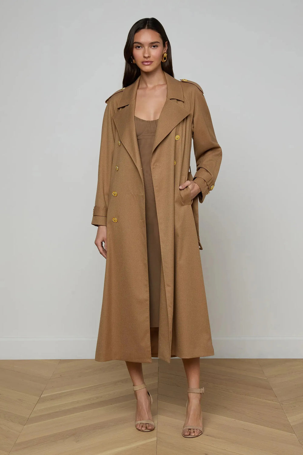 BRINLEY OVRSIZED SUITING TRNCH DARK MACCHIATO