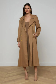 BRINLEY OVRSIZED SUITING TRNCH DARK MACCHIATO