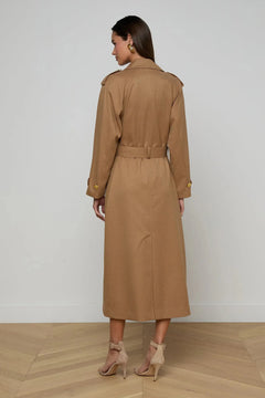 BRINLEY OVRSIZED SUITING TRNCH DARK MACCHIATO