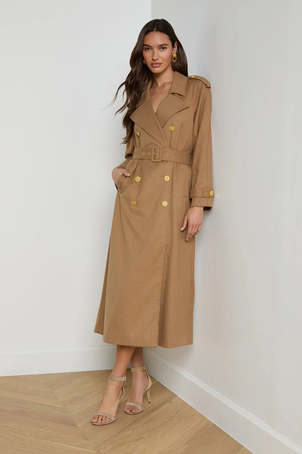 BRINLEY OVRSIZED SUITING TRNCH DARK MACCHIATO