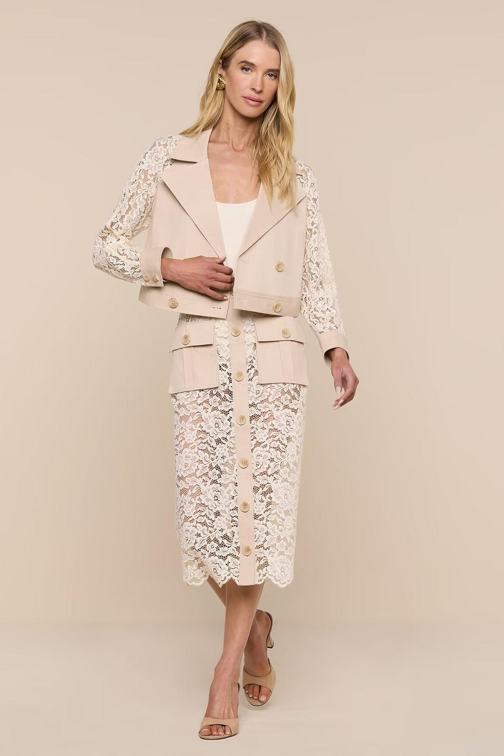 NOVELLE LACE SLEEVE TRENCH