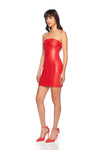 SUSANA MONACO FAUX LEATHER TUBE CORSET DRESS IN PERFECT RED