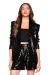 SUSANA MONACO SQUARE SEQUIN BLAZER IN BLACK