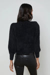 L'AGENCE TALULLA SHOULDER PAD CARDIGAN IN BLACK LUREX/ GOLD ROSE