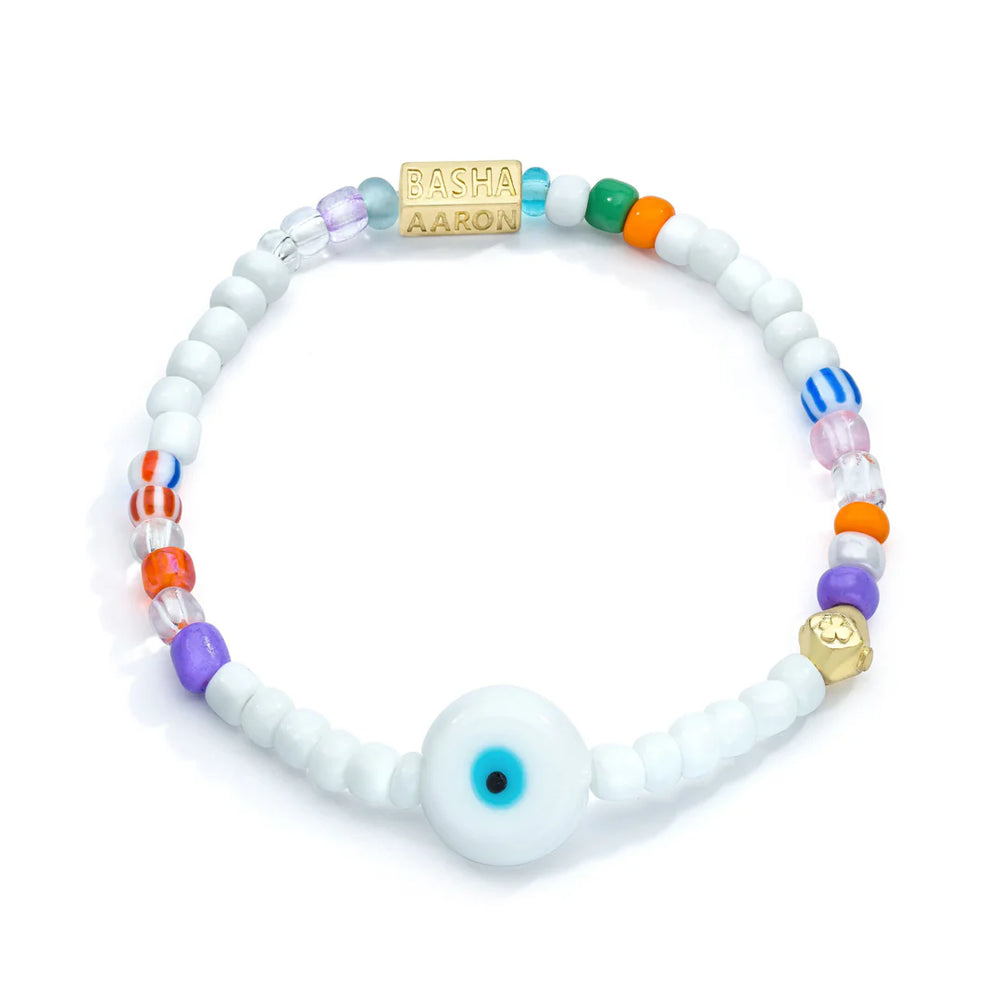 ALL WHITE BEADED STRETCH BRACELET