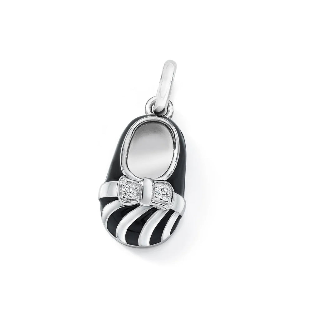 VERMEIL MINI BLACK / ZEBRA TOE DIAMOND BOW SADDLE SHOE CHARM