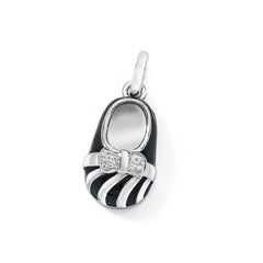 VERMEIL MINI BLACK / ZEBRA TOE DIAMOND BOW SADDLE SHOE CHARM