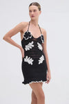 PATBO POPPY CROCHET FLOWER MINI DRESS IN BLACK