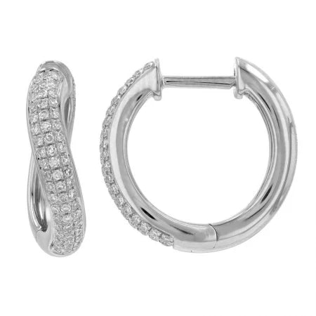 GOLD WAVY PAVE HOOP EARRINGS - SET