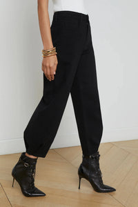 L'AGENCE KRISTA HIGH RISE TAPERED LEG IN SATURATED BLACK