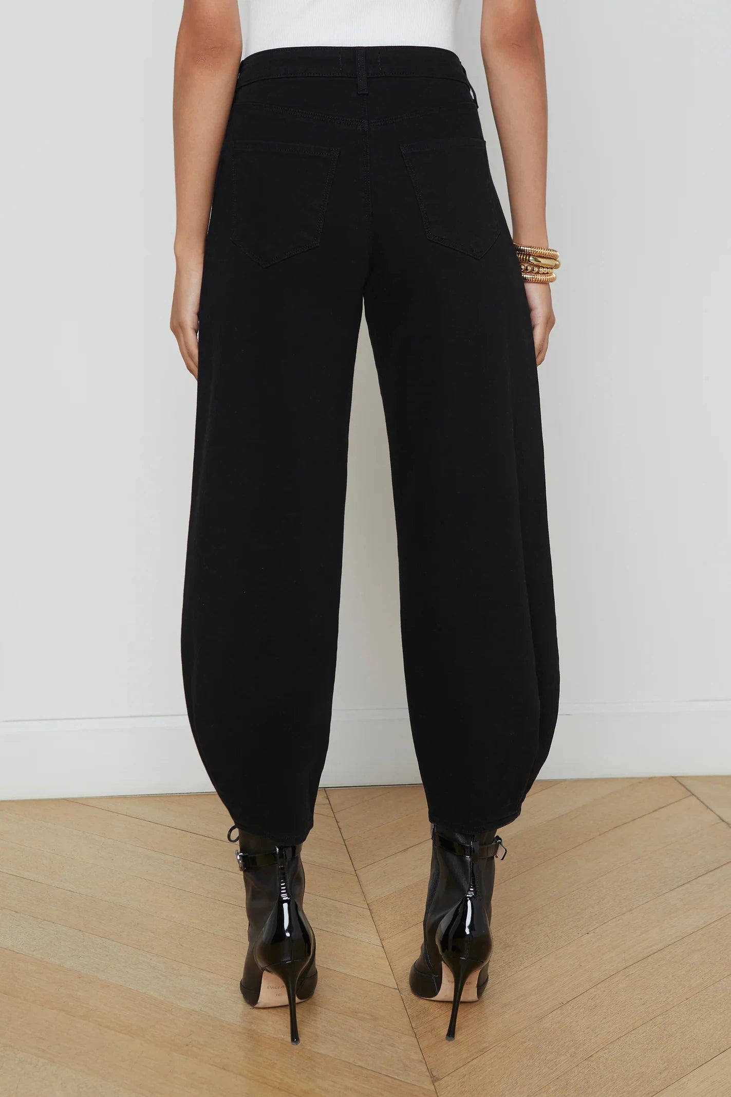 L'AGENCE KRISTA HIGH RISE TAPERED LEG IN SATURATED BLACK