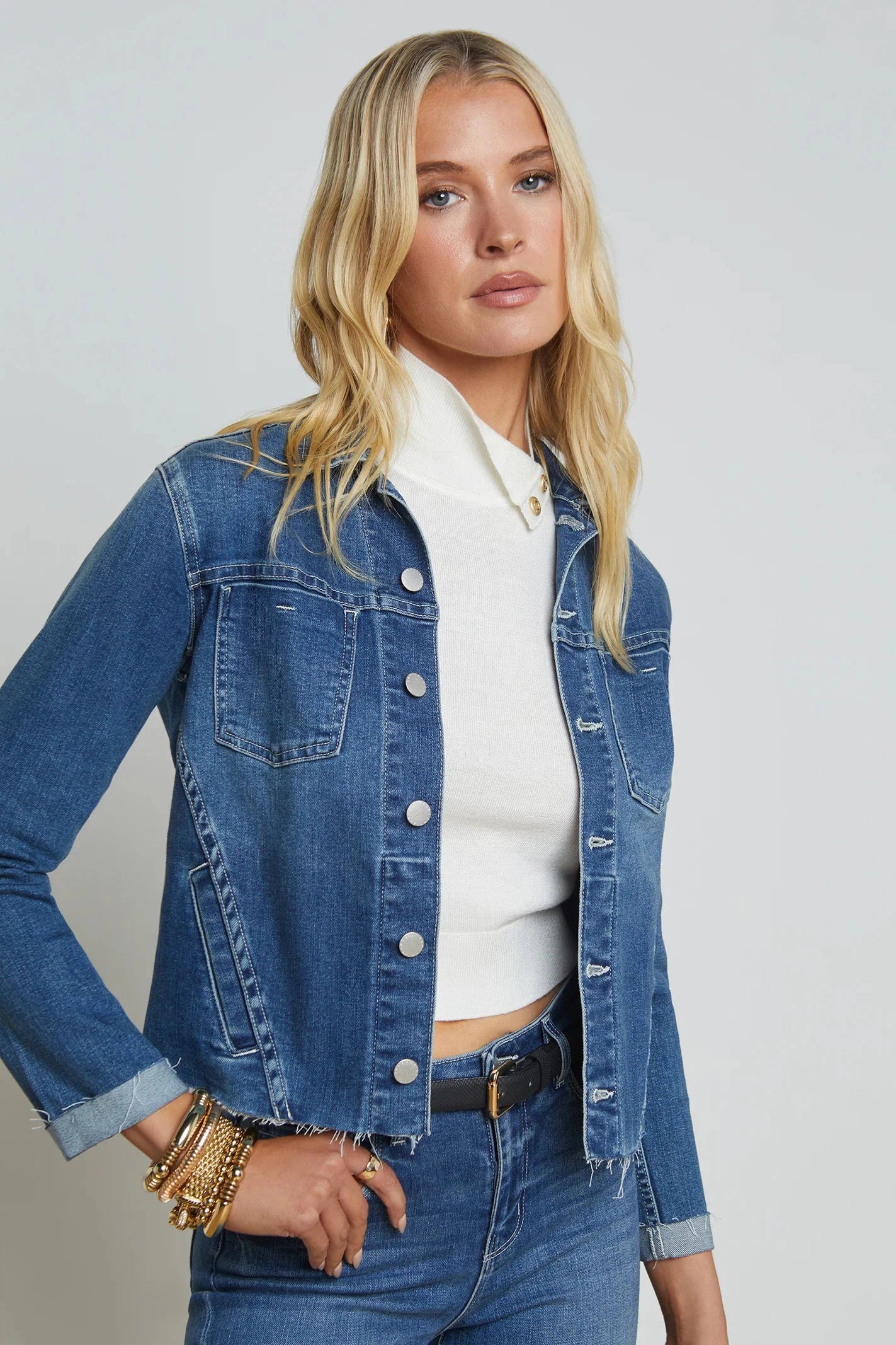 L'AGENCE JANELLE SLIM RAW JACKET IN STANTON