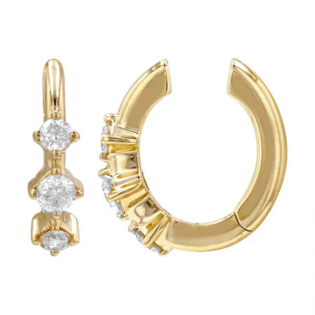 MONISHA MELWANI GOLD MINI TRIPLE DIAMOND EAR CUFF