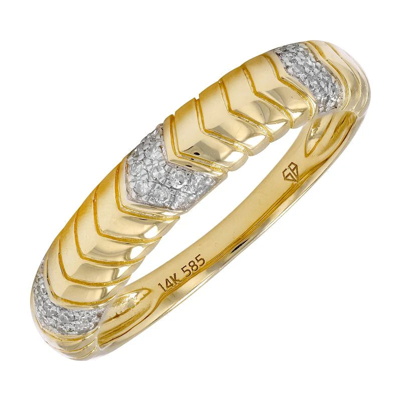 GOLD DIAMOND ARROW FLUTED RING