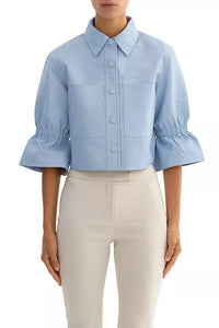 CAROLINA LEATHER RUFFLE SLEEVE JACKET