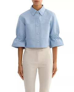 CAROLINA LEATHER RUFFLE SLEEVE JACKET